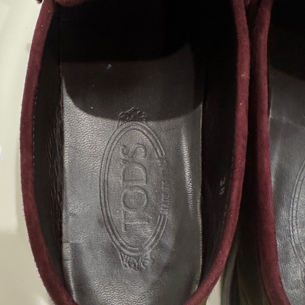 Tod's Deep Olive with burgundy trim Loafers